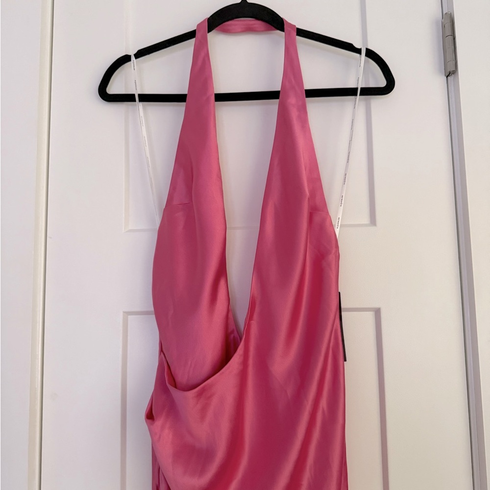 Retrofete Valeria Silk Halterneck Maxi Dress Candy Pink NEW with tags - Picture 4 of 12